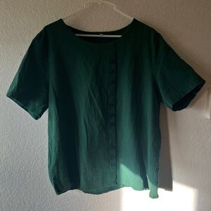 Elegant Forest Green Women's Button-Down Shirt